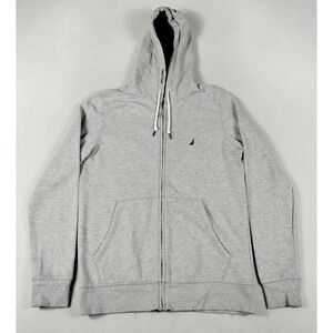 Nautica Hoodie Sweatshirt Mens XS‎ Gray Full Zip Fleece Streetwear Preppy Hooded